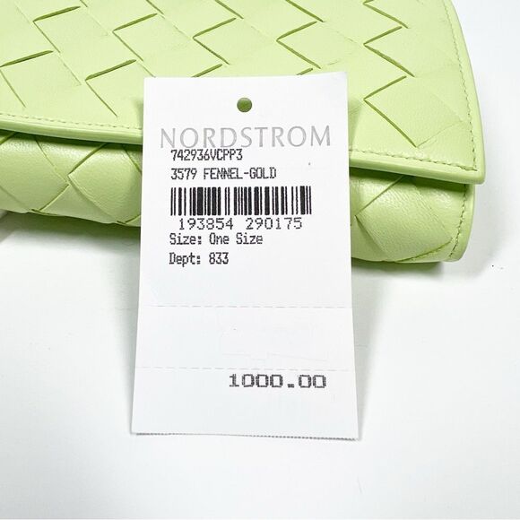 Bottega Veneta NWT Large Intrecciato Flap Wallet 3579 Fennel-Gold Retail $1,000 - Picture 8 of 12